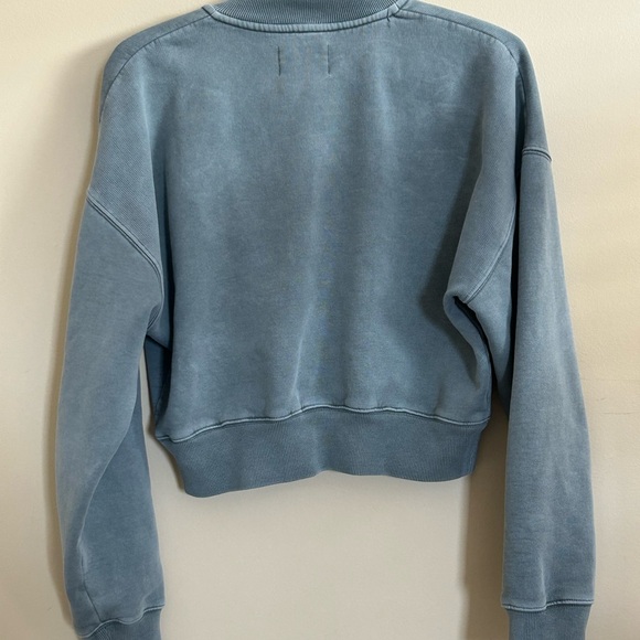 Wilfred Free Soft Blue Half Zip Cropped Sweatshirt - Picture 5 of 9